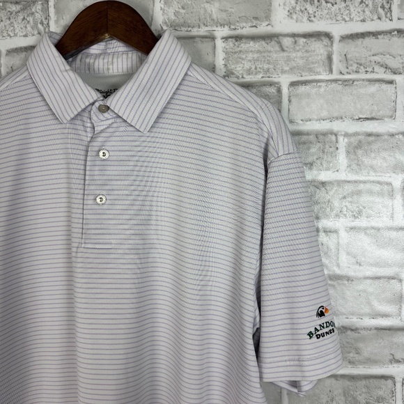 Straight Down x Brandon Dunes Lavender Striped Performance Golf Polo FLAWS LARGE - Picture 1 of 10